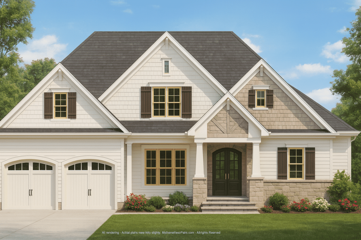 Exceptional 2-Story House Plan with Craftsman and Traditional Style