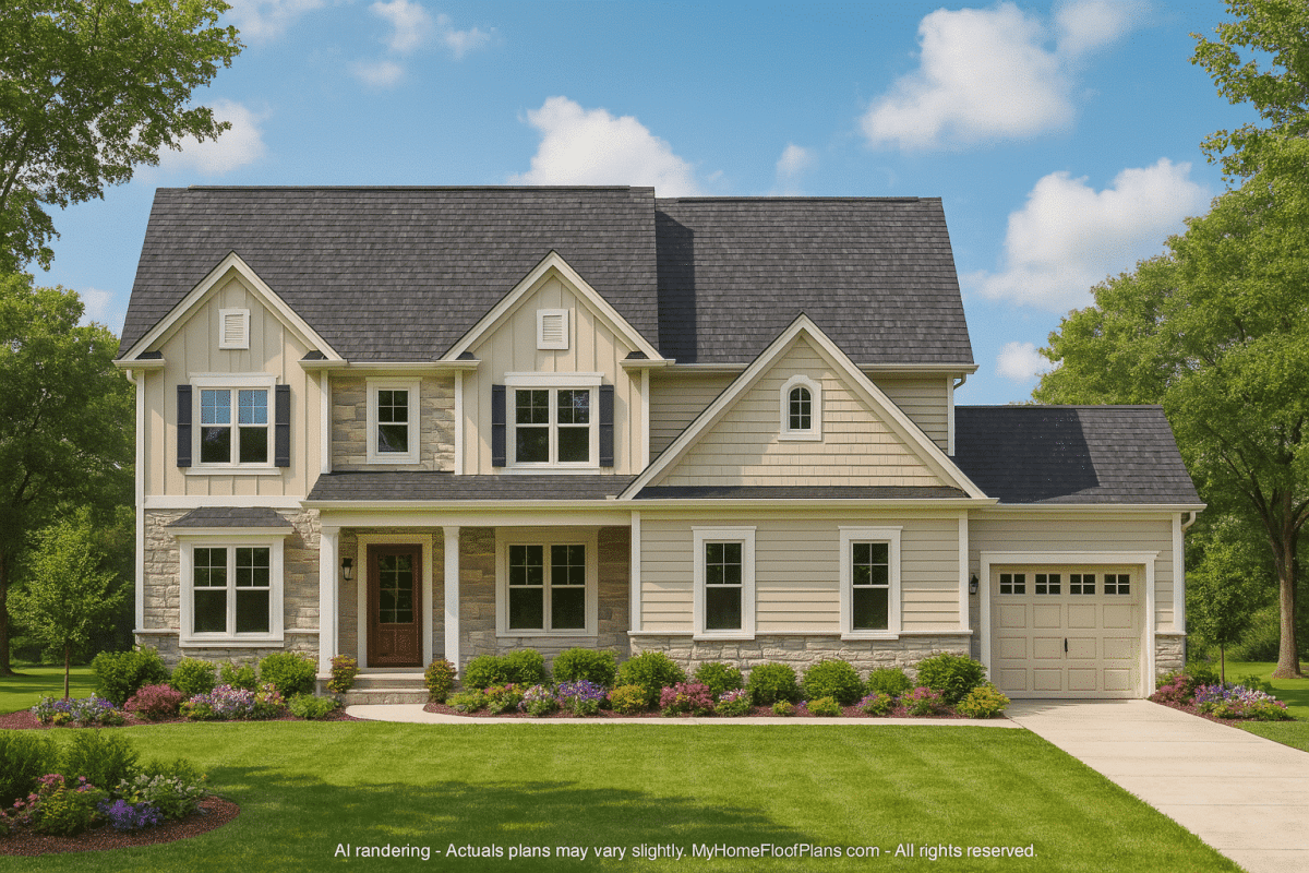 Modern Craftsman Home Plan with 2 Stories and 3930 SF