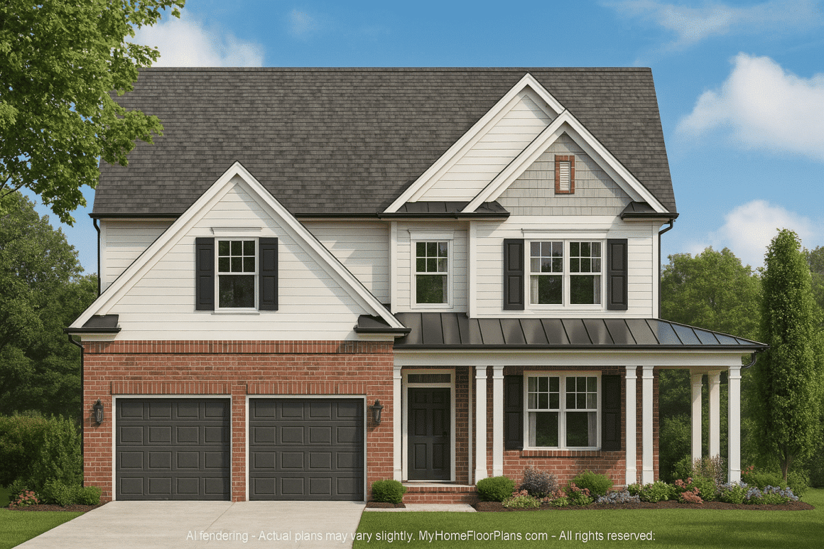 Modern 2-Story House Plan with Neo-Colonial Design and CAD Blueprint