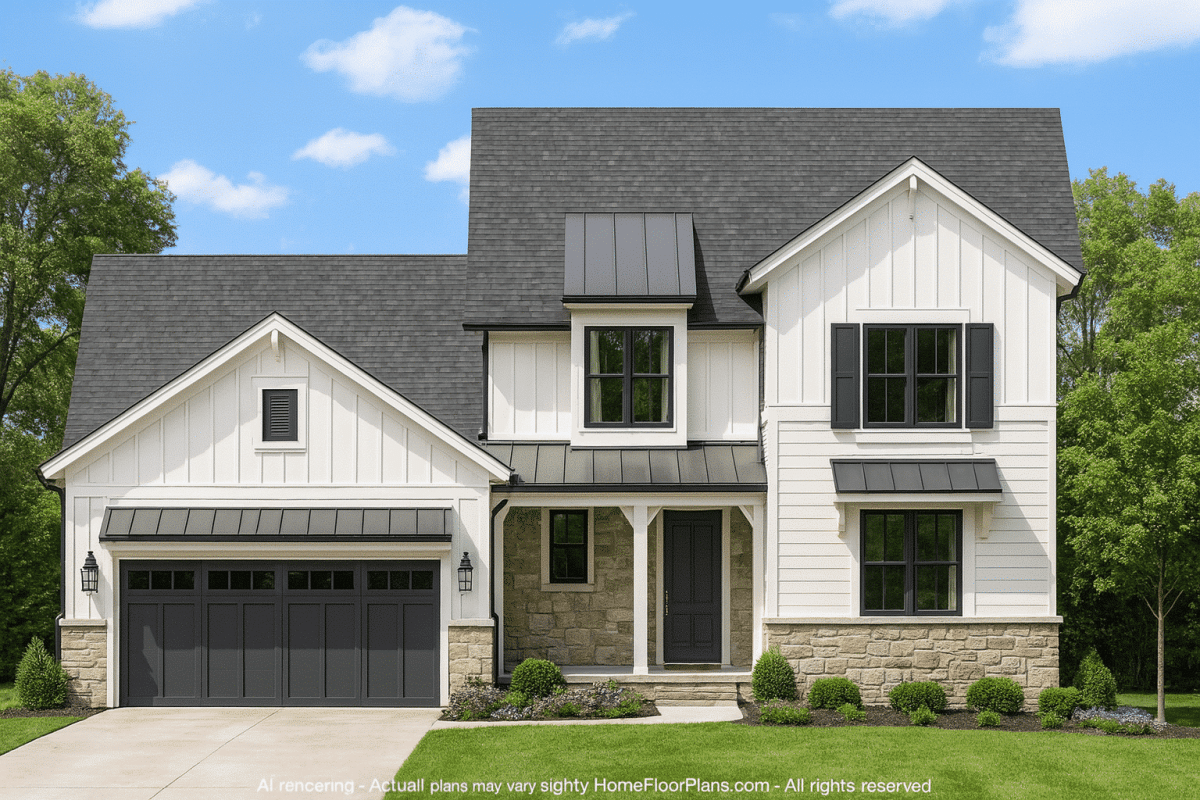 Modern 2-Story House Plan with CAD Blueprints and 4 Bedrooms