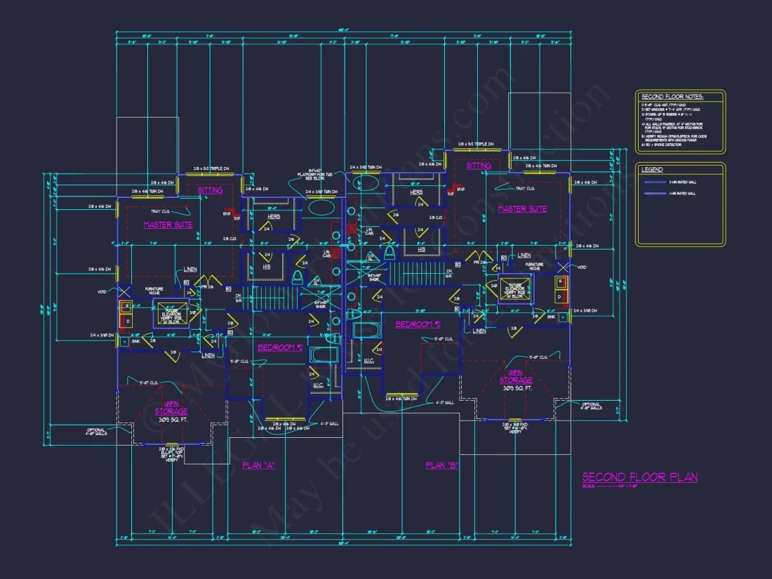 Elegant 3-Story Duplex House Plan with CAD Blueprint Designs