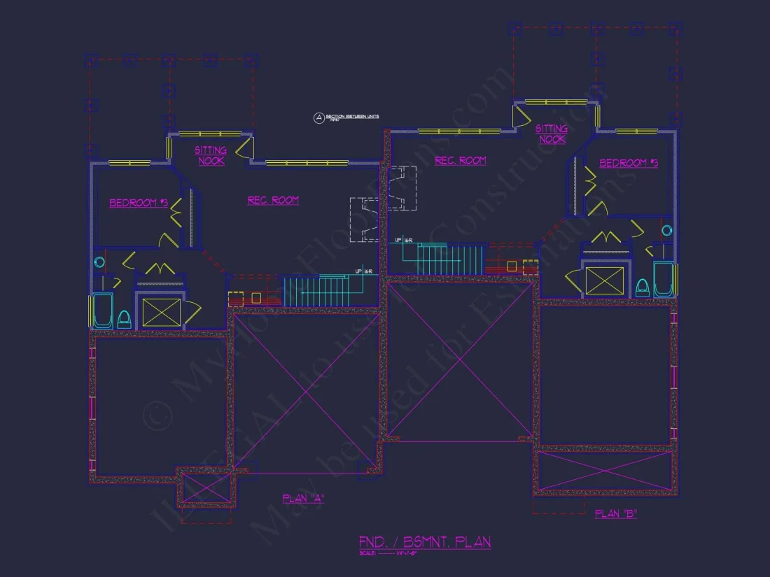 Elegant 3-Story Duplex House Plan with CAD Blueprint Designs