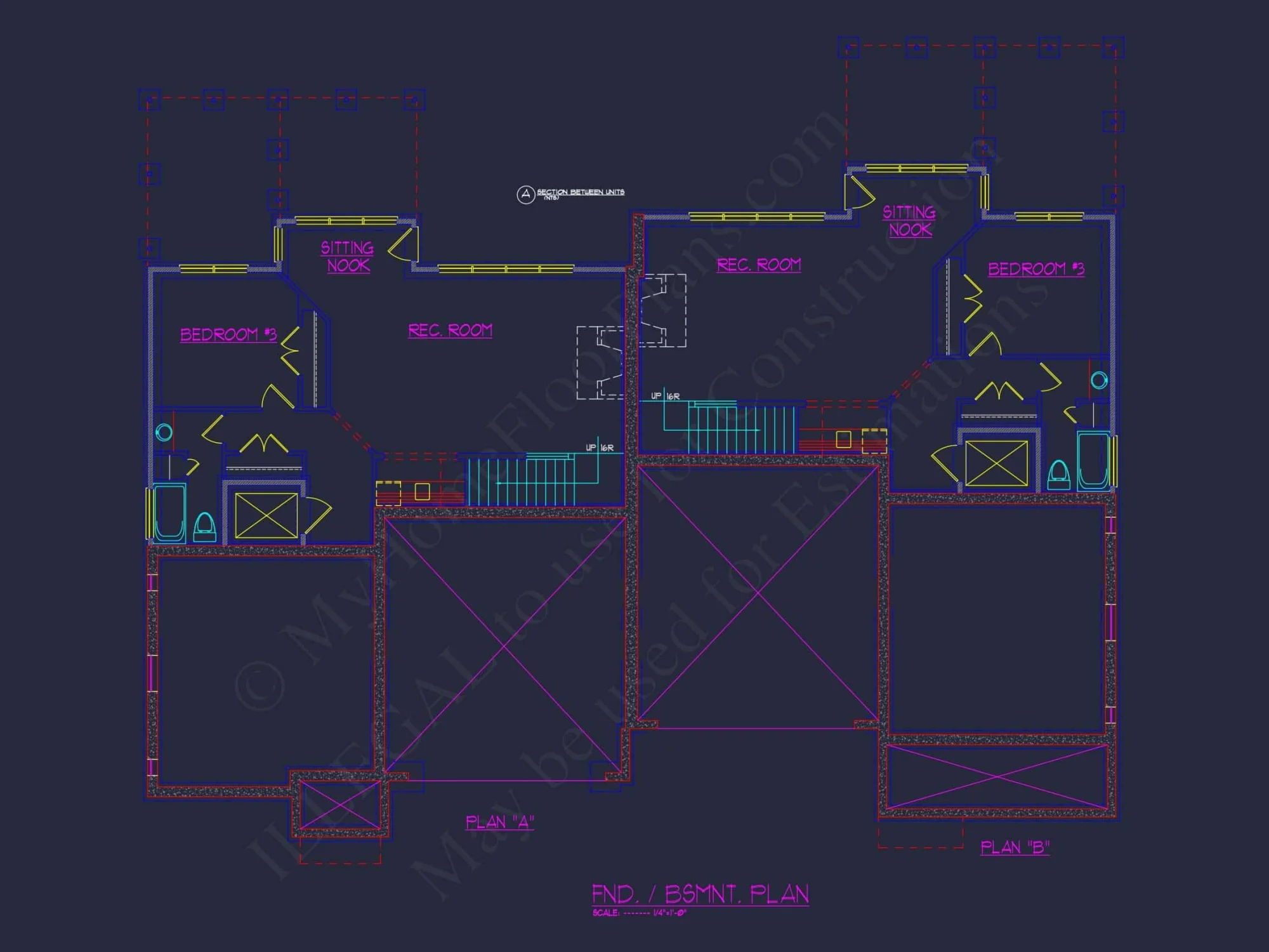 Elegant 3-Story Duplex House Plan with CAD Blueprint Designs