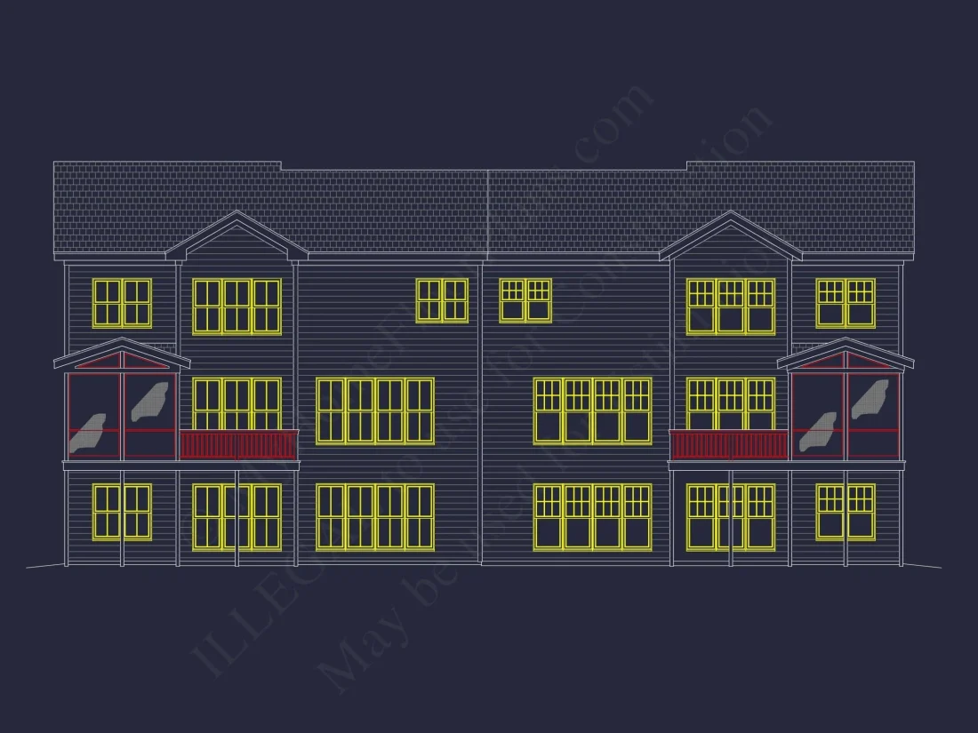 Elegant 3-Story Duplex House Plan with CAD Blueprint Designs