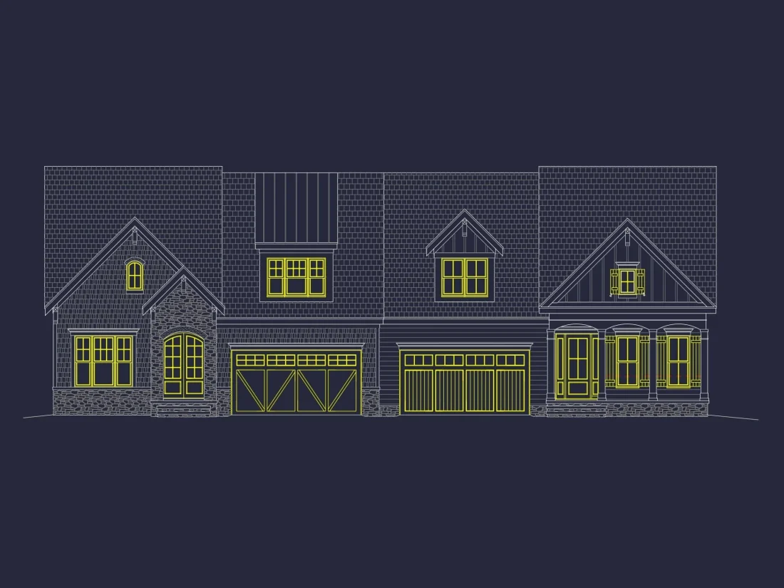 Elegant 3-Story Duplex House Plan with CAD Blueprint Designs