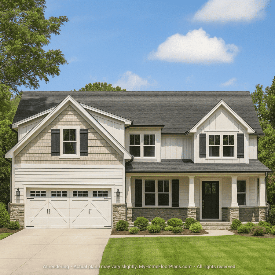 Modern Craftsman Home Plan with Detailed Floor Blueprints