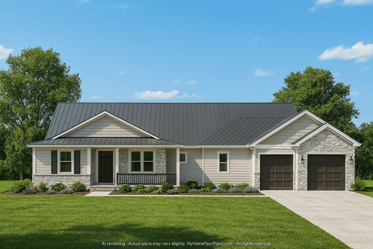 Spacious House Plan with Angled Garage and Modern Blueprint