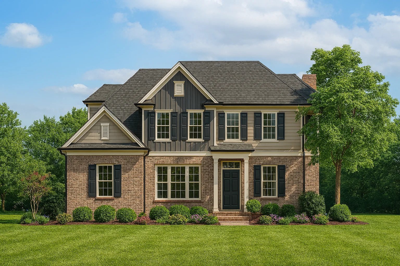 Elegant House Plan with Open Floor Design and Architectural Blueprint