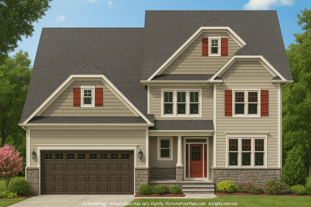 3-Story Modern Craftsman Home Floor Plan and Blueprint Design