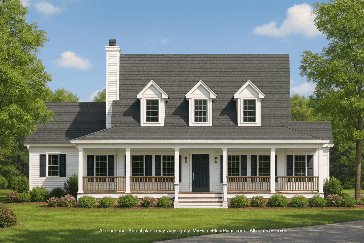 Elegant 1.5-Story House Plan with Wraparound Porch & CAD Designs