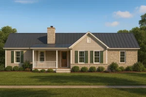 Craftsman Ranch Home Plan with Vaulted Ceilings and Open Floor Design