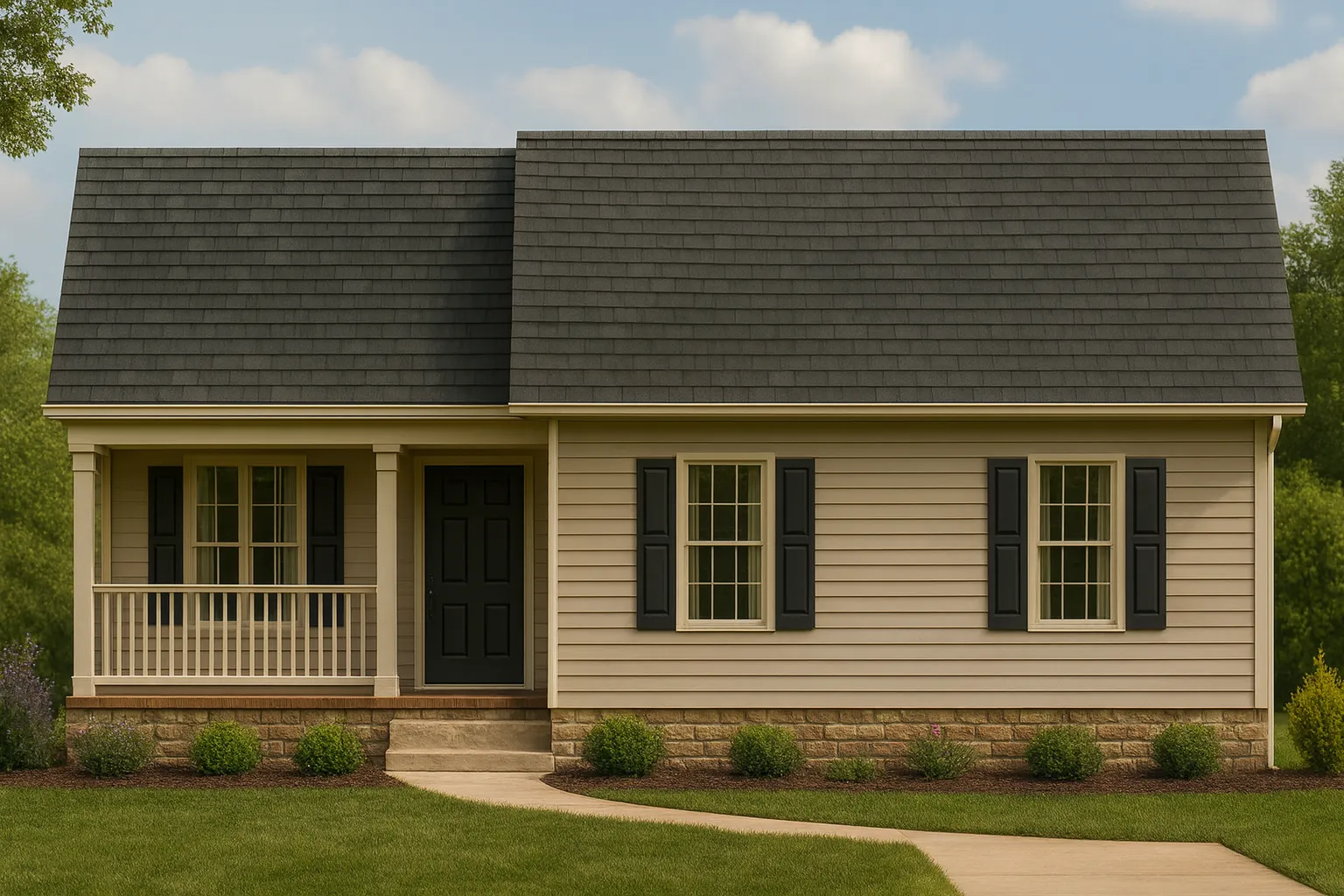 Affordable Ranch Home Floor Plan with Open Layout and 3 Bedrooms