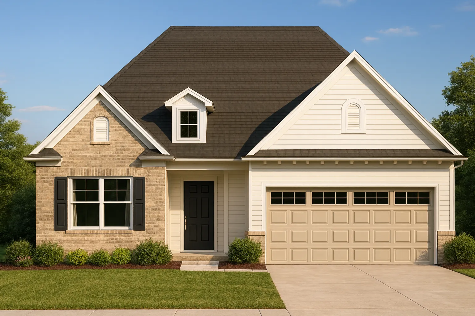 Elegant 1-Story House Plan with Open Floor Blueprint and Vaulted Ceilings