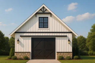 Barn-Style Floor Plan with 2 Garage Bays and Workshop Space