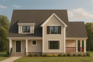 Modern Craftsman House Plan with 1.5 Stories & Detached Garage