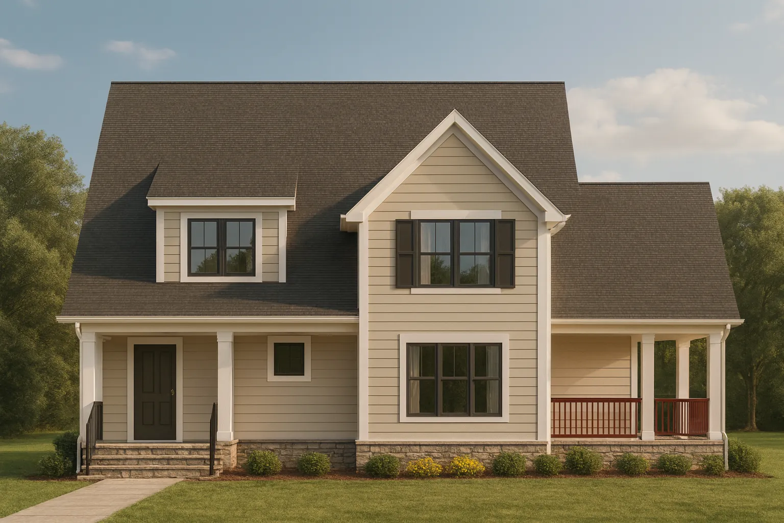 Modern Craftsman House Plan with 1.5 Stories & Detached Garage