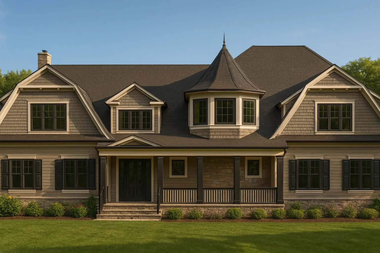 Spacious Shingle Style House Plan with Luxurious Layout & 6 Bedrooms