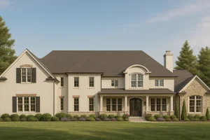 Elegant 2-Story House Floor Plan with Colonial & French Country Style