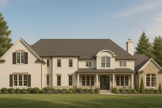 Elegant 2-Story House Floor Plan with Colonial & French Country Style
