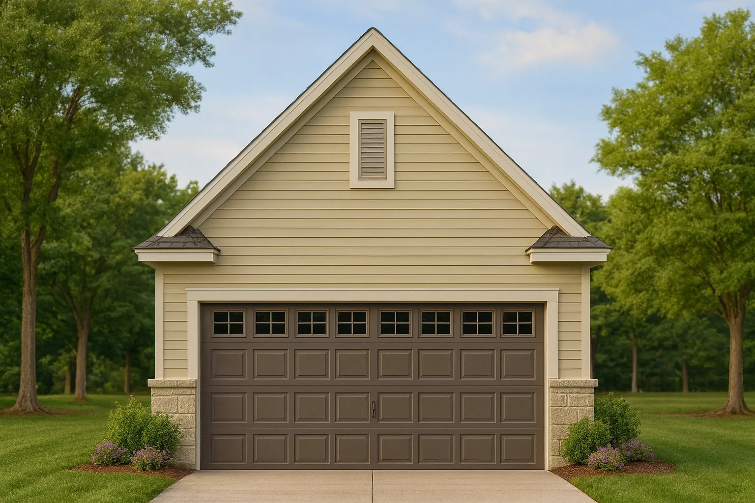 Custom Detached Garage Plan – 2 Bays, 623 Sq. Ft. with Classic Siding Exterior