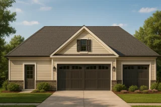 Spacious Garage Floor Plan with Workshop and Brick Exterior