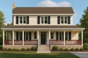 Beach Home Design with Wraparound Porch and Coastal Elegance