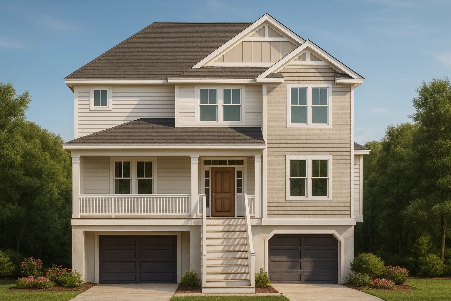 Elegant 2-Story Beach House Plan with 6 Bedrooms and CAD Blueprints