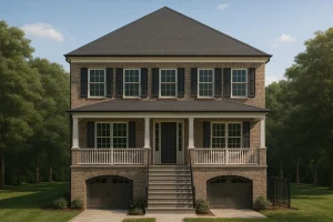 Modern Home Plan Coastal Style with 3 Floors, 5 Bedrooms & Tandem Garage