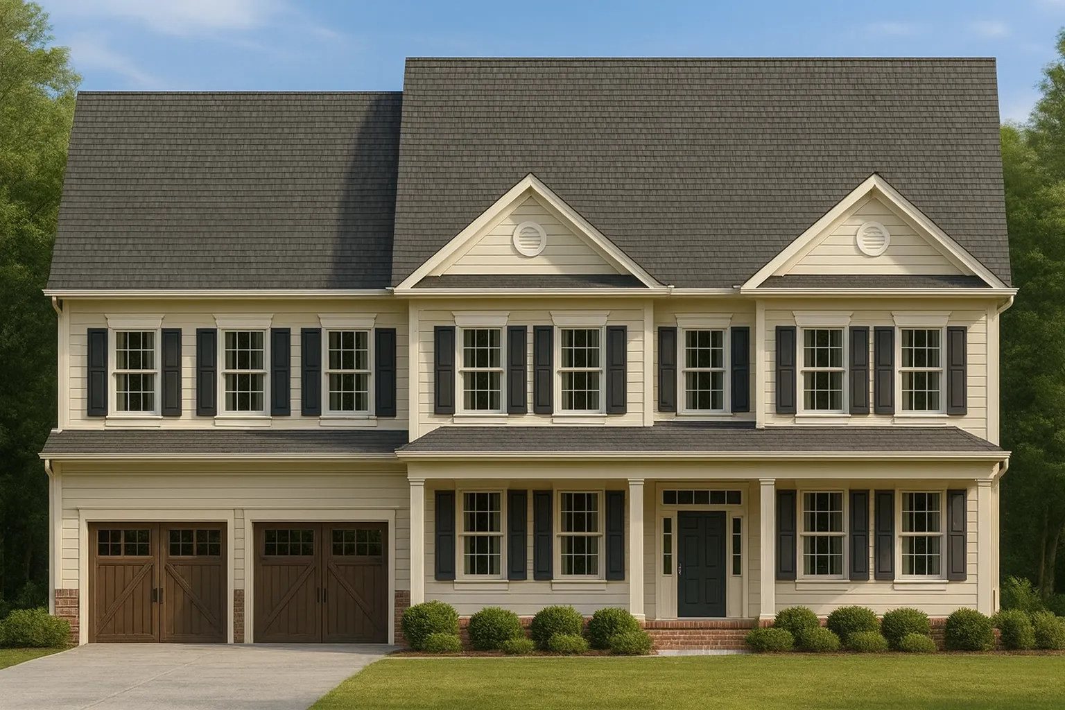 Spacious 3-Story House Plan with 4 Bedrooms and Timeless Curb Appeal