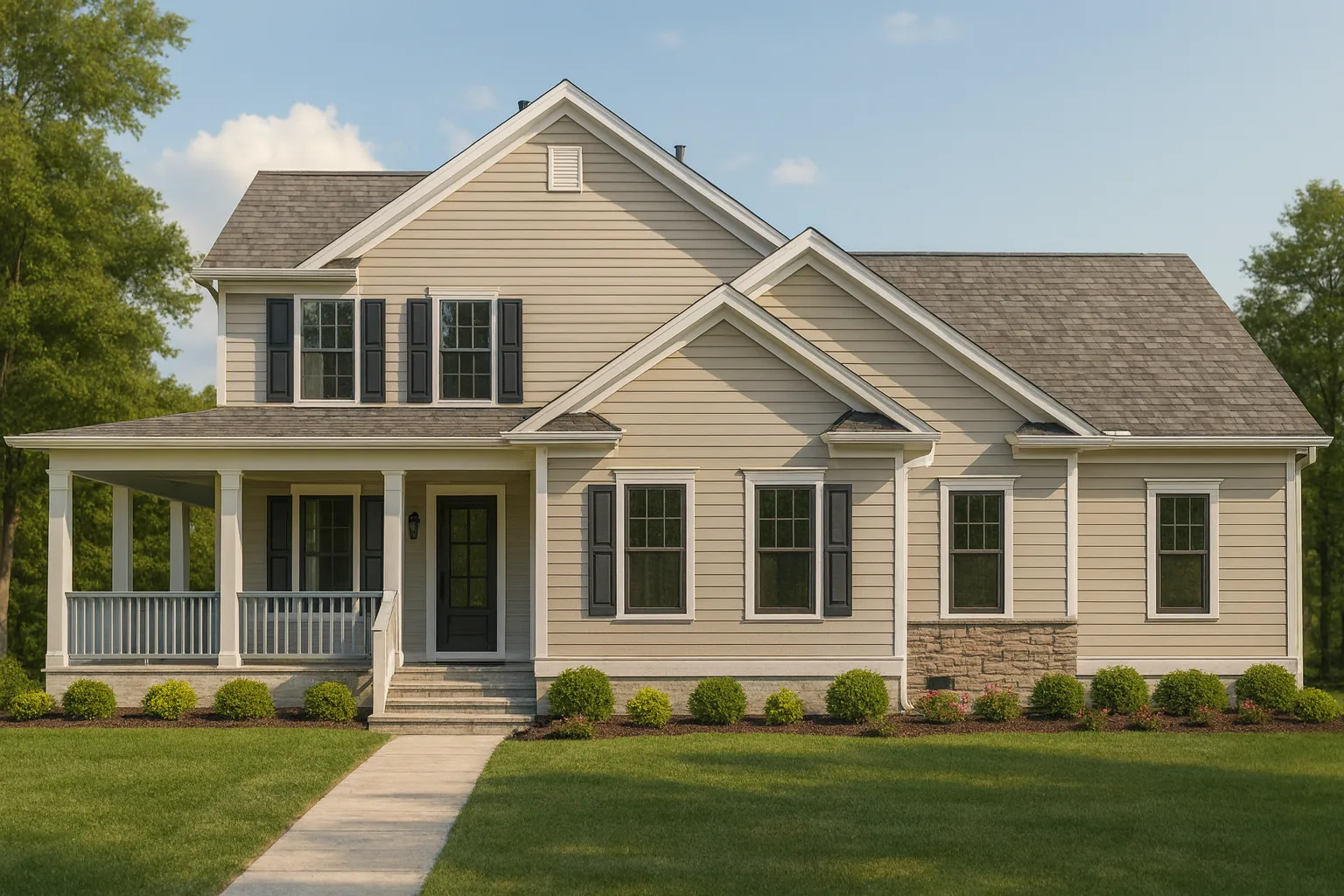 Colonial Farmhouse CAD Home Floor Plan with Traditional Designs