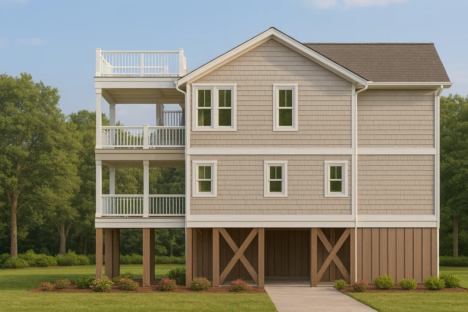 Beach Home Floor Plan with 4 Bedrooms & Modern CAD DesignsBeach Home Floor Plan with 4 Bedrooms & Modern CAD Designs