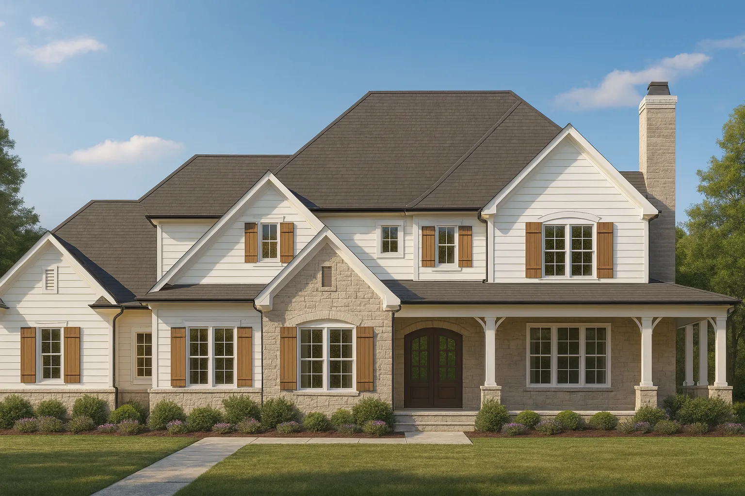 Elegant 3-Story House Plan with Craftsman Architecture & Bonus Spaces