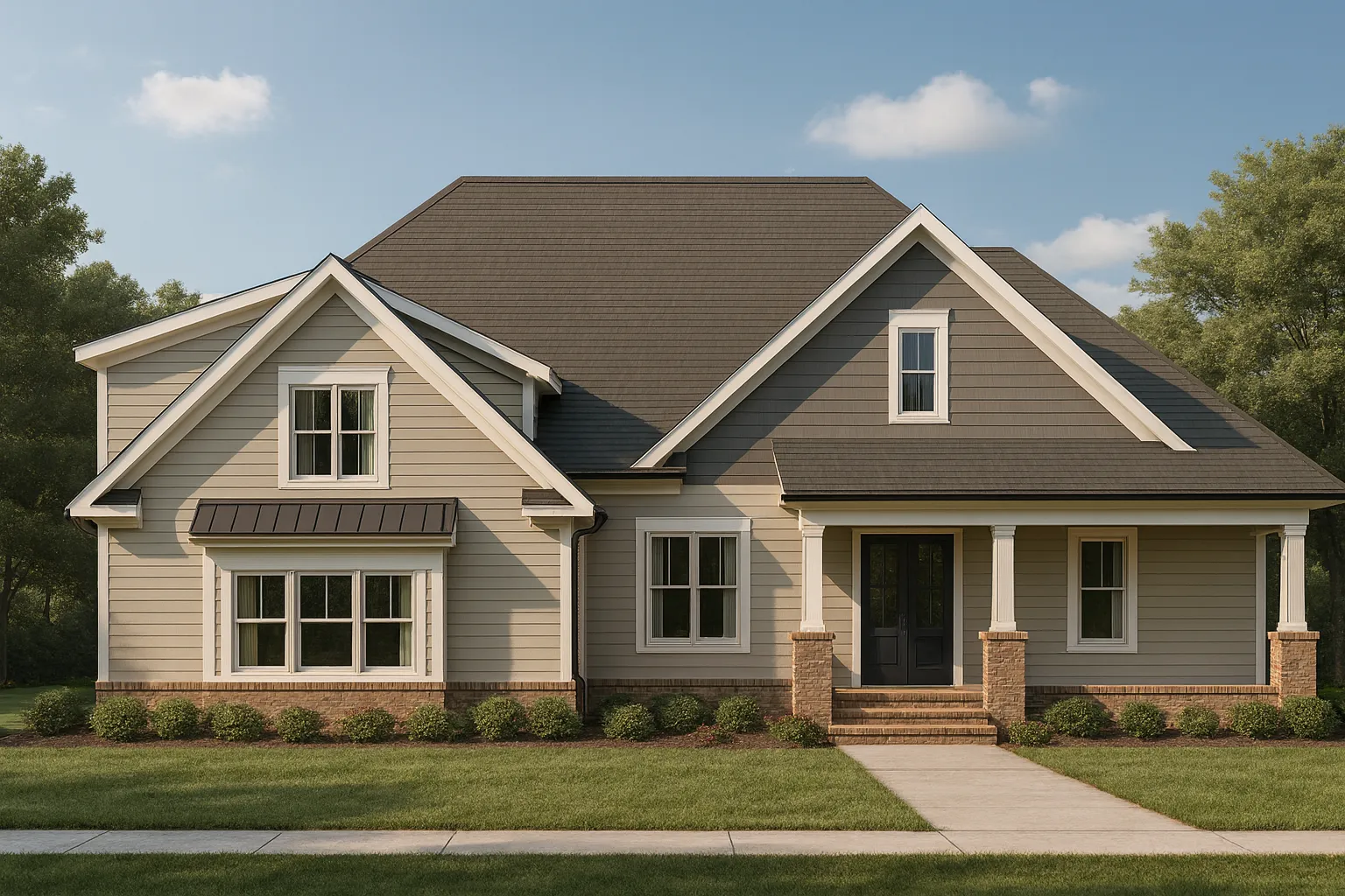 Modern Craftsman Home Plan with 1.5 Floors, Vaulted Ceilings & Bonus Room