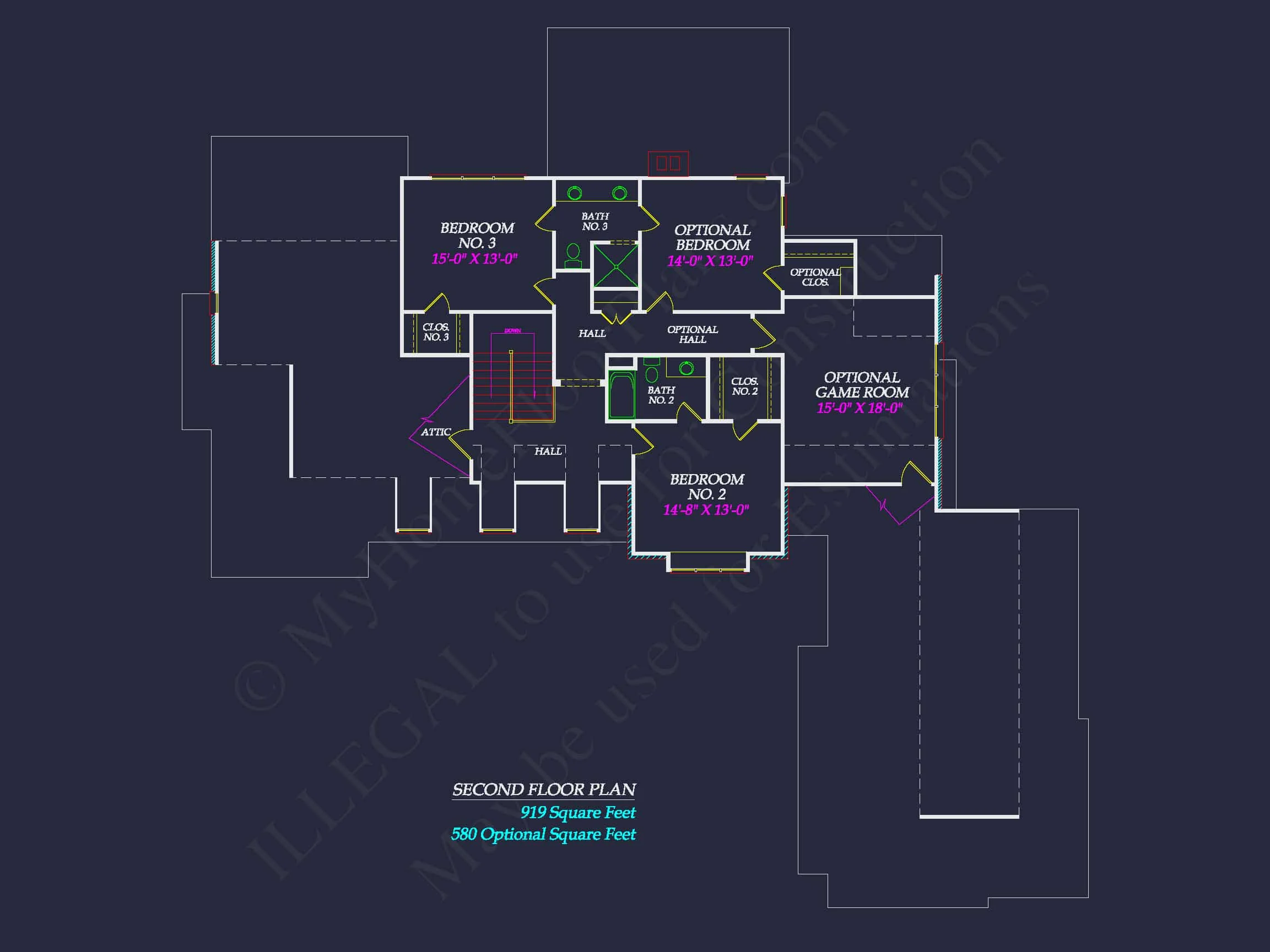 15-2010 HOUSE PLAN - Colonial Craftsman House: Floor Plan & Blueprint; CAD Design 7 Colonial Craftsman Home Plan with 2 Stories & Classic Style