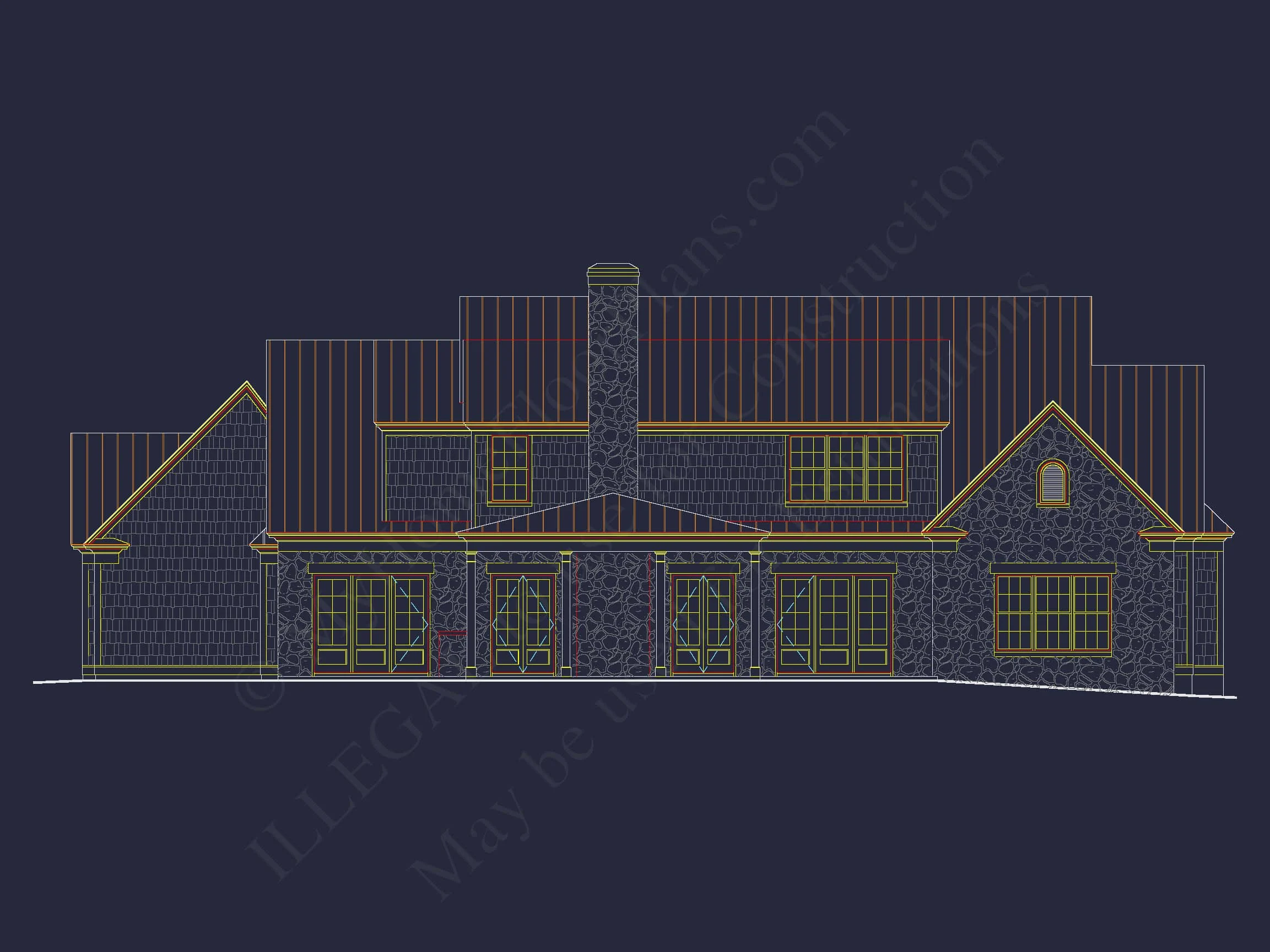 15-2010 HOUSE PLAN - Colonial Craftsman House: Floor Plan & Blueprint; CAD Design 5 Colonial Craftsman Home Plan with 2 Stories & Classic Style