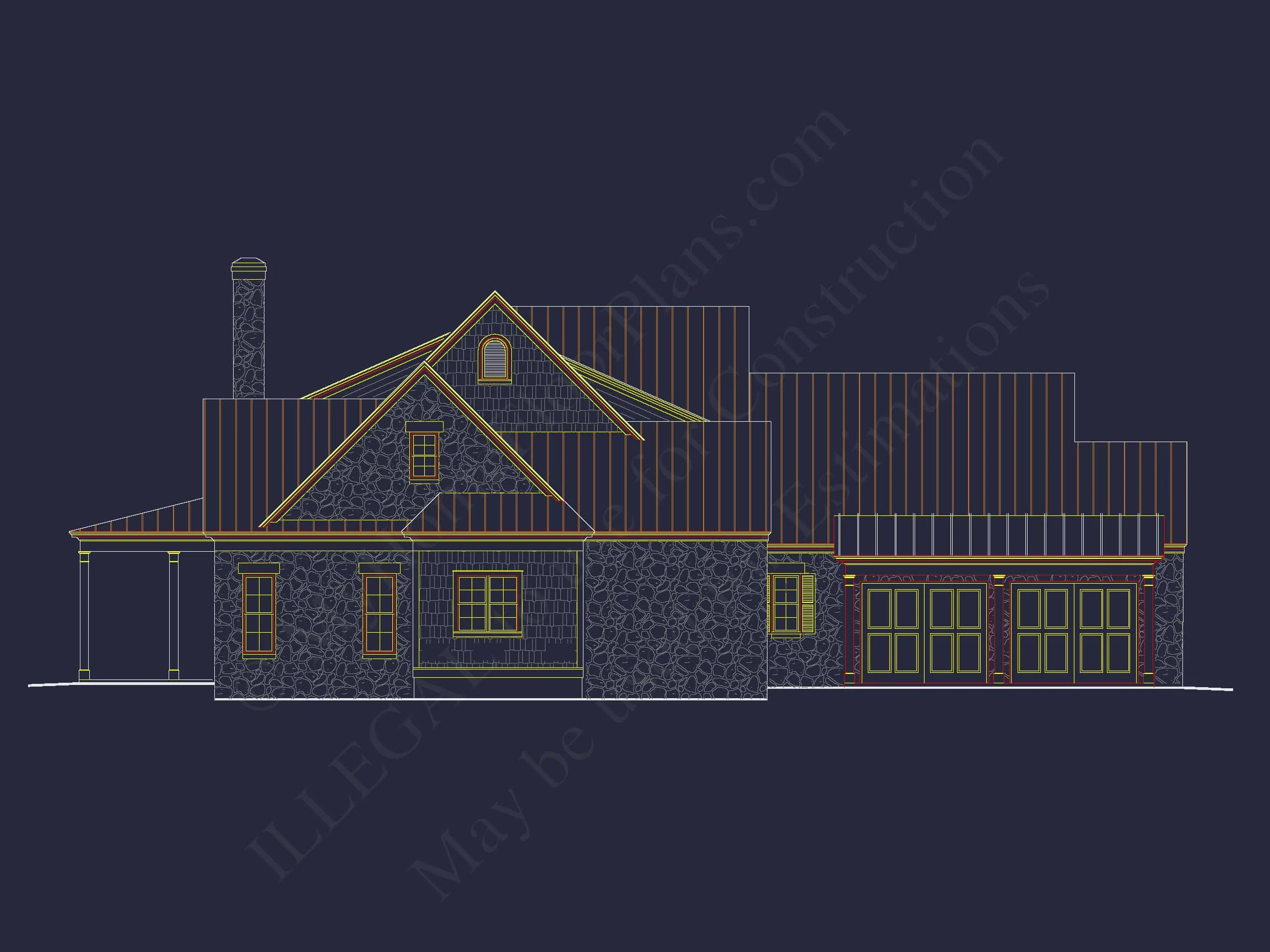 15-2010 HOUSE PLAN - Colonial Craftsman House: Floor Plan & Blueprint; CAD Design 4 Colonial Craftsman Home Plan with 2 Stories & Classic Style