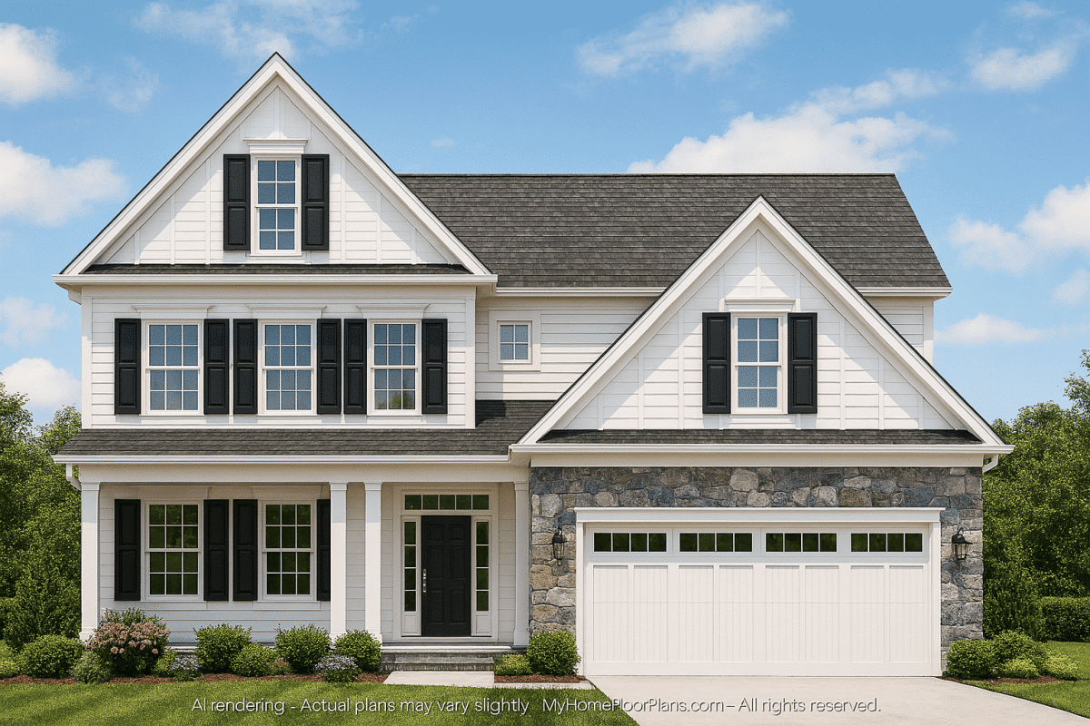 Craftsman Home Plan 2-Story CAD Blueprint with 4 Bedrooms