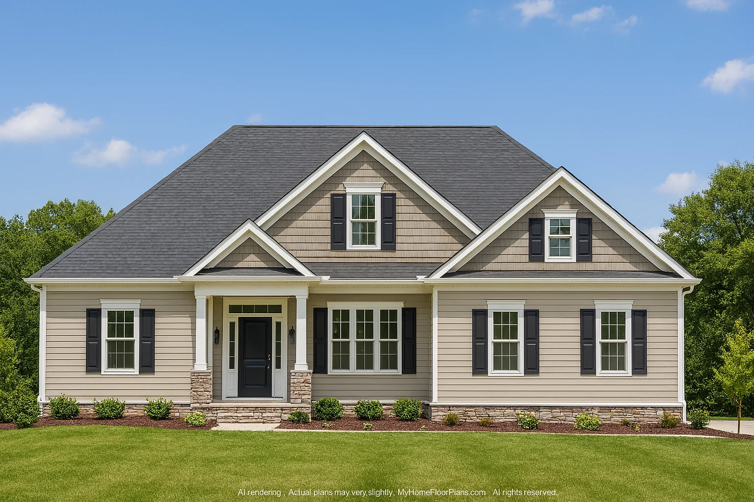 16-1713 HOUSE PLAN - Charming Craftsman House Plan with 2 Floors & CAD Blueprints 2 Charming Craftsman Home Plan with 2 Floors & CAD Blueprints