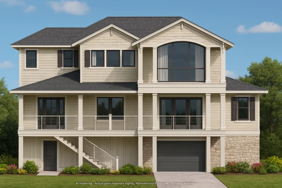 Stunning 2-Story Beach House Floor Plan with Open Layout