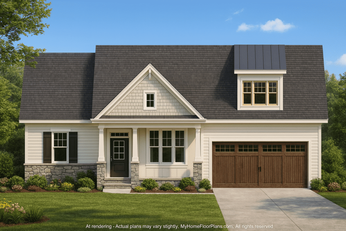 Craftsman Home Floor Plan with 4 Bedrooms & 2-Car Garage