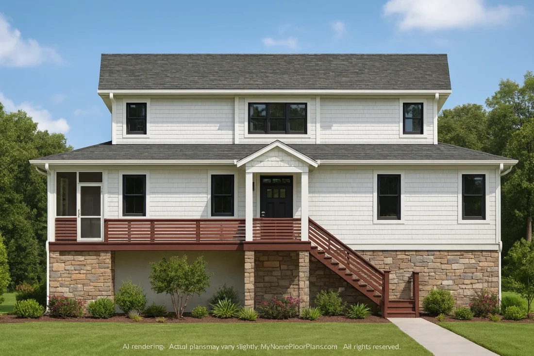 Classic Two-Story Home Floor Plan with a Craftsman Touch