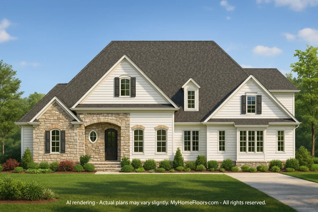 Elegant 2-Story House Plan with 4 Bedrooms & Spacious Garage
