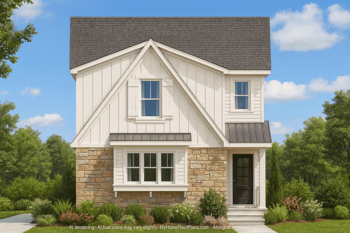 Modern 2-Story House Plan with Open Floor Layout & Mudroom