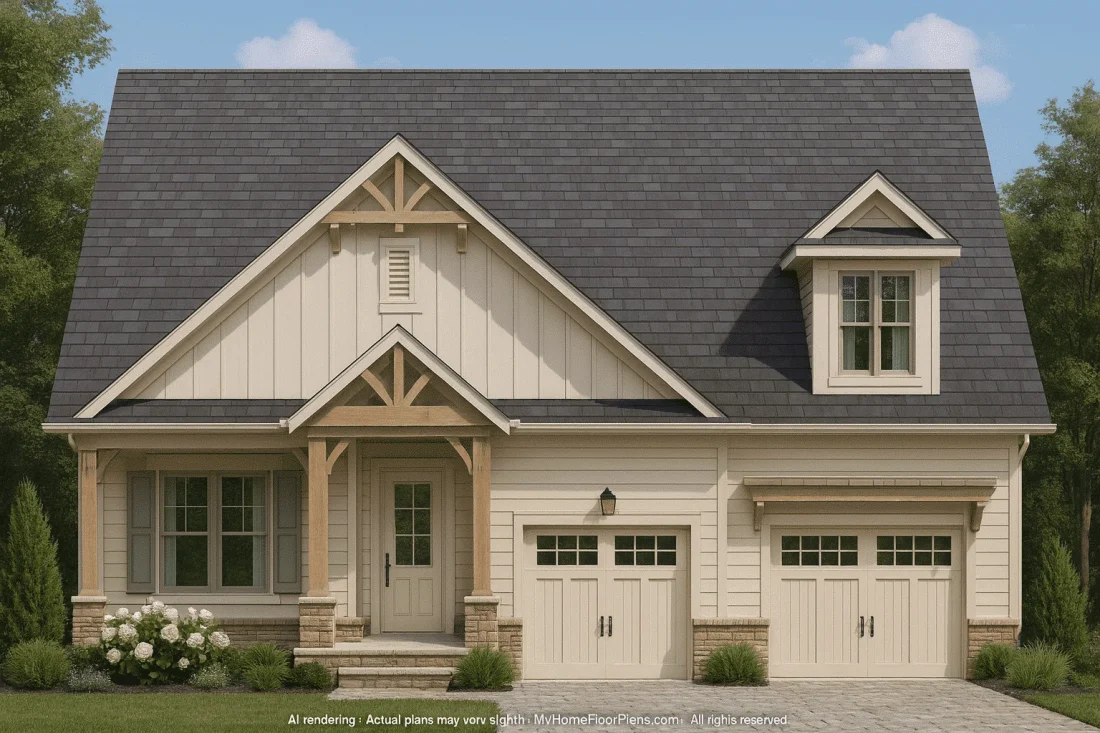 Craftsman-style house plan with 2,937 heated sq. ft., 4 bedrooms