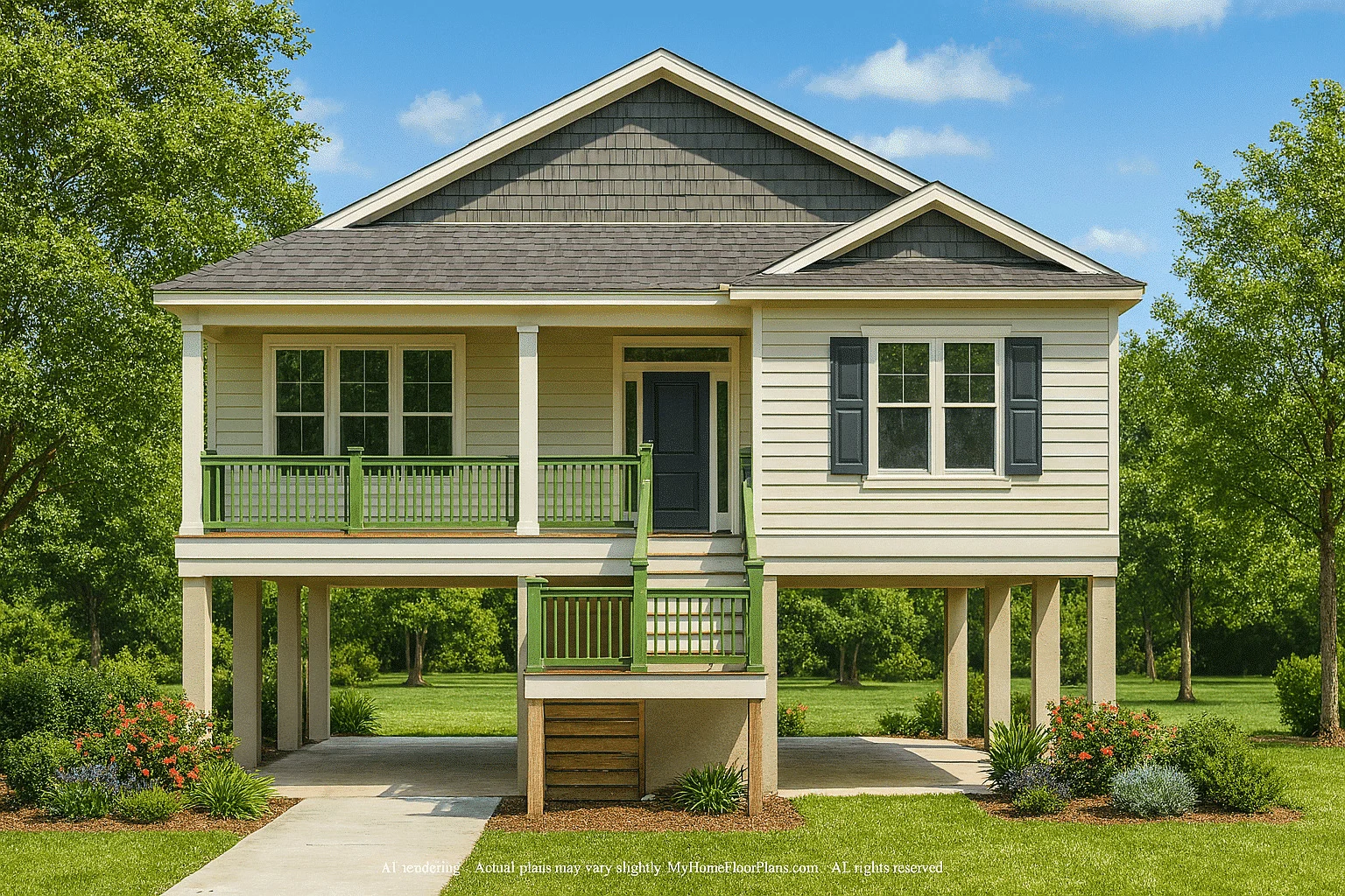 13-1198 HOUSE PLAN - Beach House Plan with Coastal Design and 1.5 Floor Layout 2 1,498 heated sq. ft., 1.5 stories, 3 bedrooms