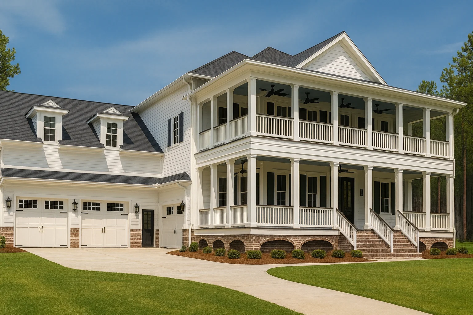 Elegant 2-Story Southern House Plan with Vaulted Ceilings & Brick Exterior