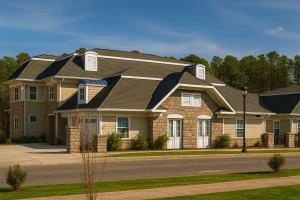Elegant Duplex House Plan with Colonial Revival Architecture