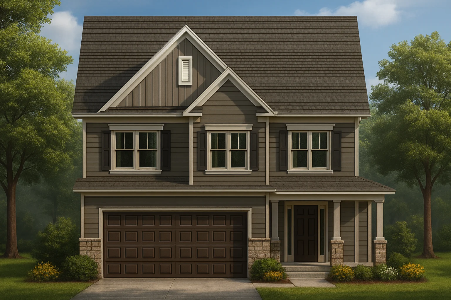 Modern Craftsman Home Plan with Efficient 2-Story Layout