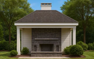 Plan  19-1701 - Auburn Oak Farmhouse  | Classical Pool House - 0-Bed, 0-Bath, 315 SF