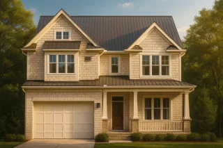 modern Craftsman home plan featuring 2 floors, 3 bedrooms